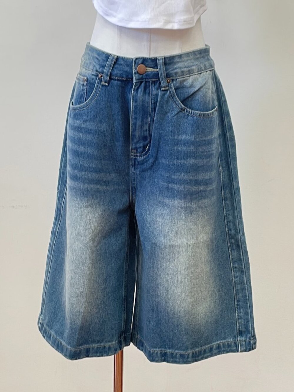 Women's Washed Denim Jean Shorts Jort Culotte